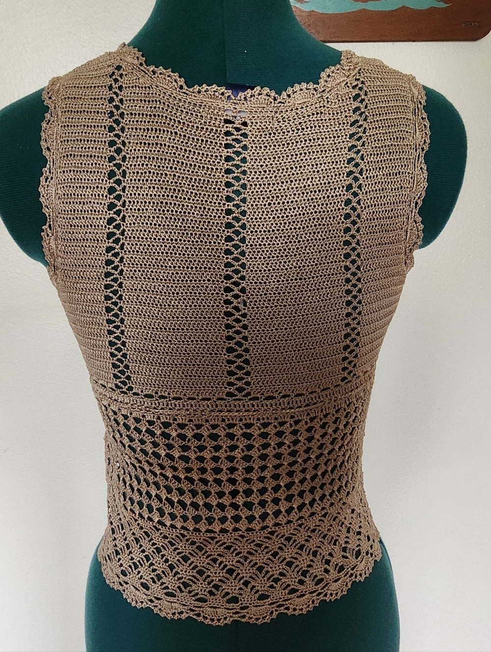 Candie's Taupe Sleeveless Crochet Tank - Picture 5 of 8